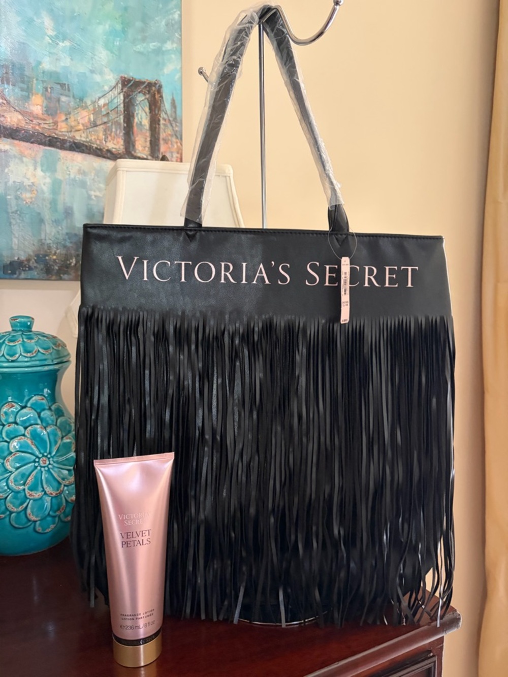 NWT Victoria's Secret Limited Edition tote and full size Velvet Petals lotion